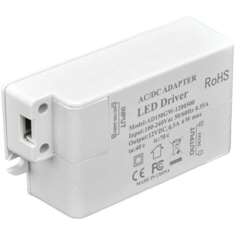 Driver Led 6W Maximum 100 240V Transformateur 12V Tension Constante Driver Transformateur Led 0.5A Convertisseur Convertisseur avec Transformateurs Basse Tension