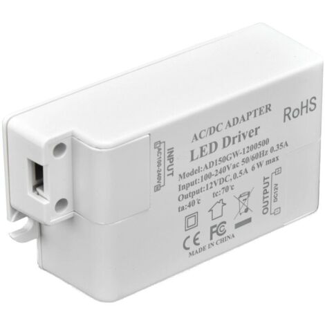 Driver Led 6W Maximum 100 240V Transformateur 12V Tension Constante Driver Transformateur Led 0.5A Convertisseur Convertisseur avec Transformateurs Basse Tension