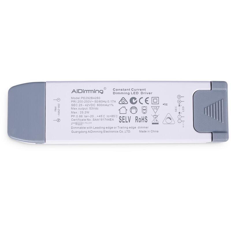 Driver led dimmable triac 25-42V dc - 600mA - 25,2W