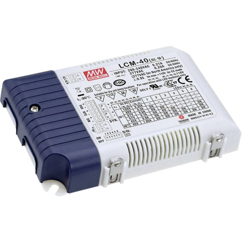 Driver led Mean Well LCM-40DA 2-100/2-80/2-67/2-57/2-45/2-40 v/dc 350/500/600/700/900/1050 mA