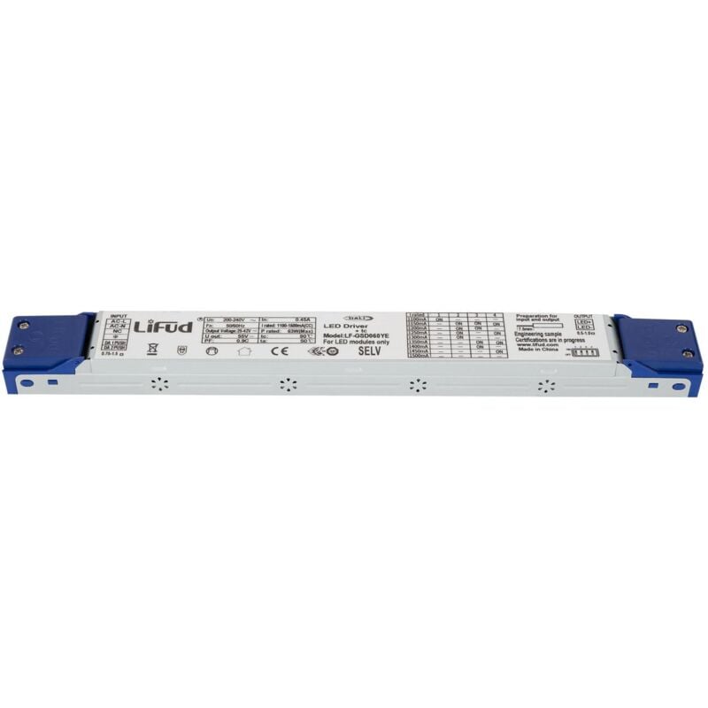Driver lifud Dimmable dali 220-240V Sortie 25-42V dc 1100-1500mA 46-63W No Flicker LF-GSD060YE 63 w