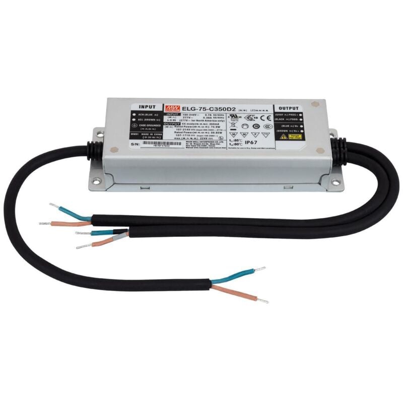 Driver Mean Well ELG-75-C350-D2 Programmable IP67 Dimmable 107-214V dc 75W 75 w