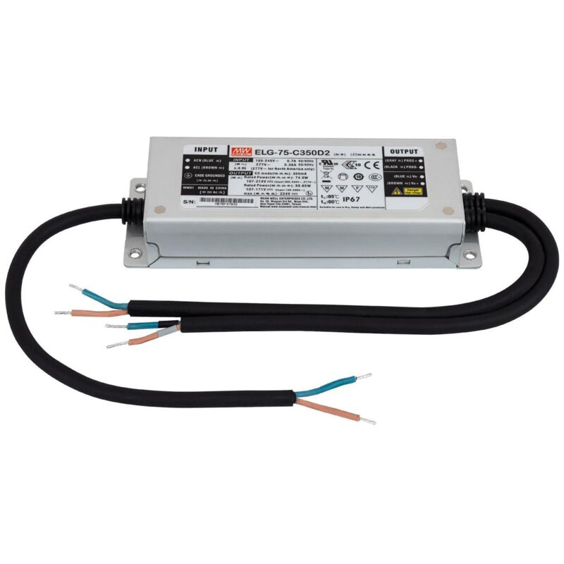 

Driver ELG-75-C350-D2 IP67 Regulable Programable 107-214V DC 75W .75 W - 75 W - Mean Well