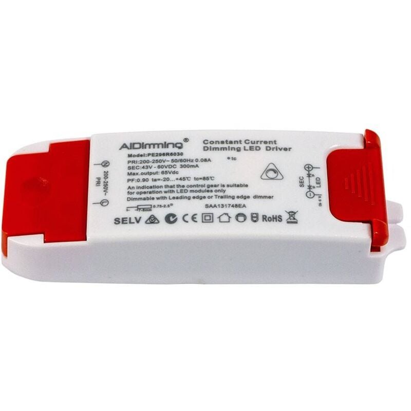 

Driver TRIAC dimable de corriente constante 18W 43-60VDC 300mA