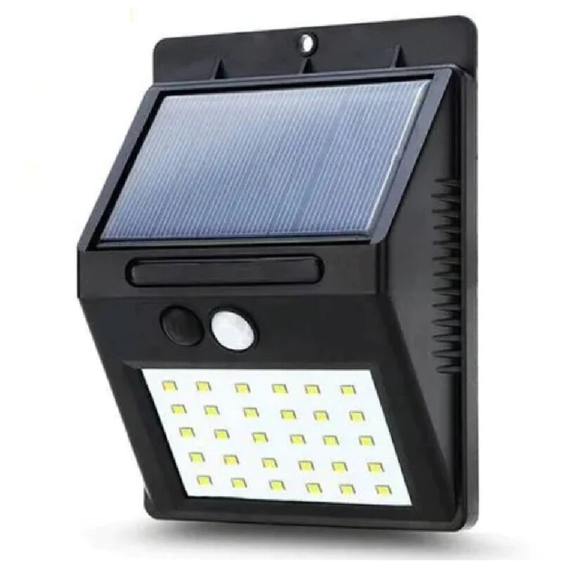 Image of Driwei - faretto lampada a batteria solare 25+5+5 led con sensore di movimento e crepuscolare da giardino IP65