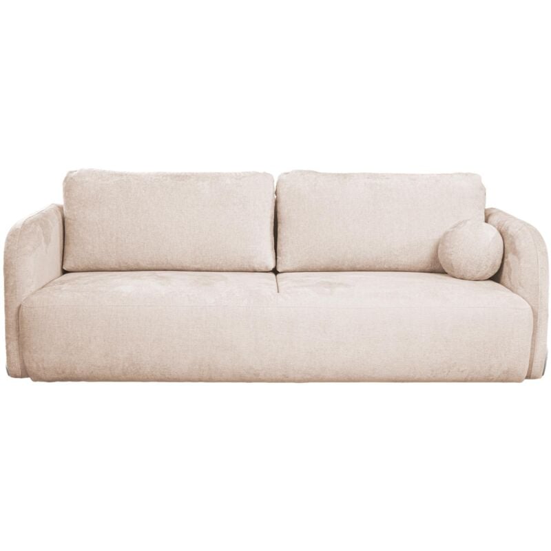 Mobilier Deco - drixy - Canapé 3 places convertible avec coffre en tissu beige