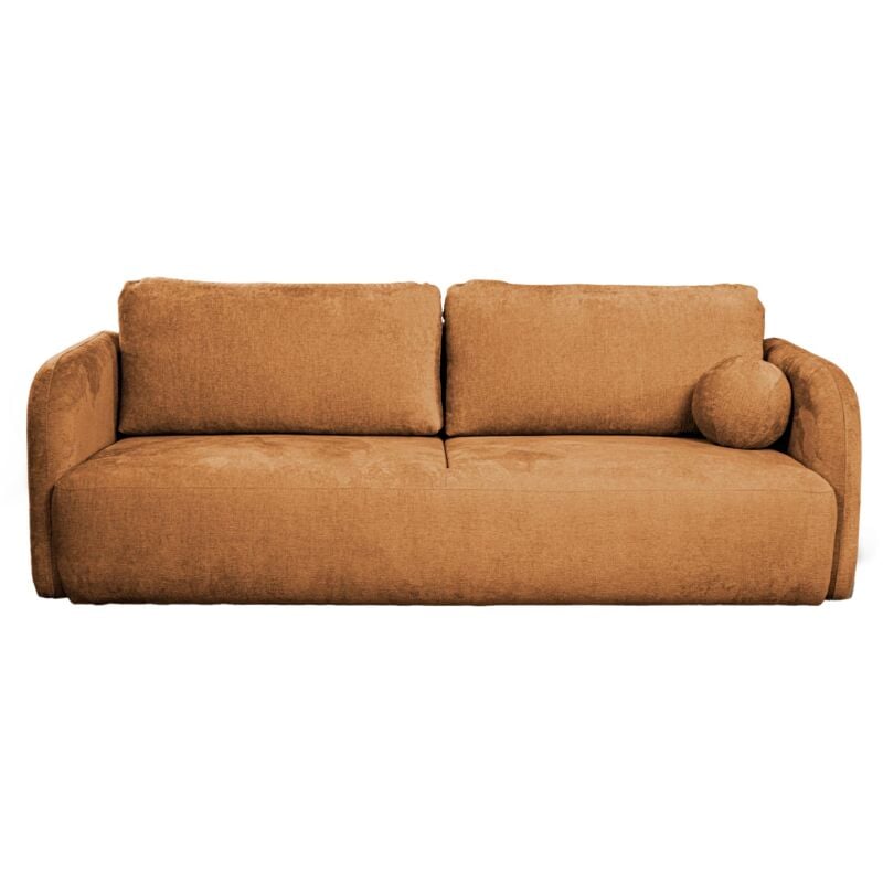 Mobilier Deco - drixy - Canapé 3 places convertible avec coffre en tissu orange