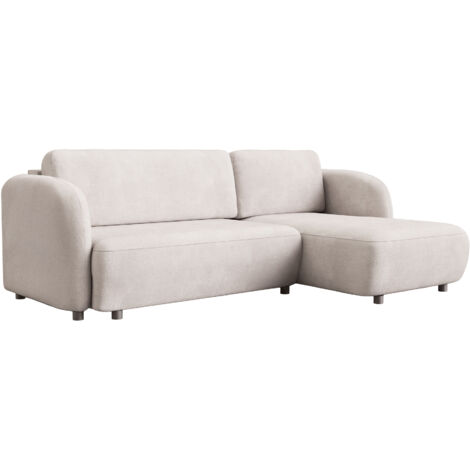 DRIXY - Canapé d'angle convertible avec coffre en tissu beige - Angle droit