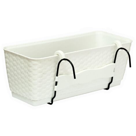 DRL400PW Vaso da balcone con sottovaso Bianco