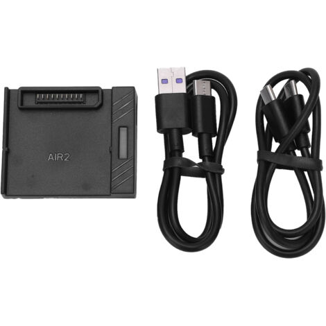 Drohnen-Akkuladegerät mit USB-Kabel, schwarzes Kunststoffgehäuse – Kompatibel mit DJI Air
