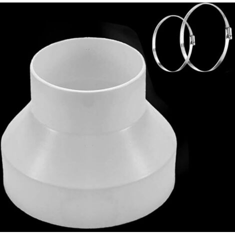 Droites Réducteur de Conduits 150mm à 100mm en ABS Avec 2 colliers en acier inoxydable Adaptateur Universel pour Tuyau de Ventilation Connecteur de Réduction