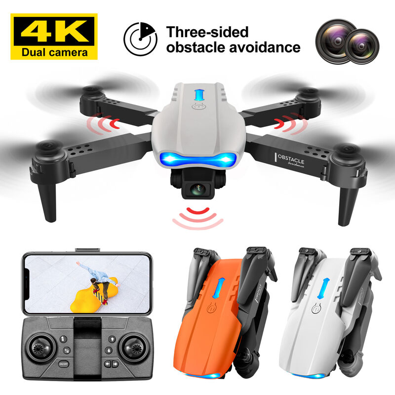 

Drone RC con camara 4K Camara dual RC Quadcopter con funcion Evitacion de obstaculos Trayectoria Control de gestos de vuelo 2 Bateria, Bateria gris,