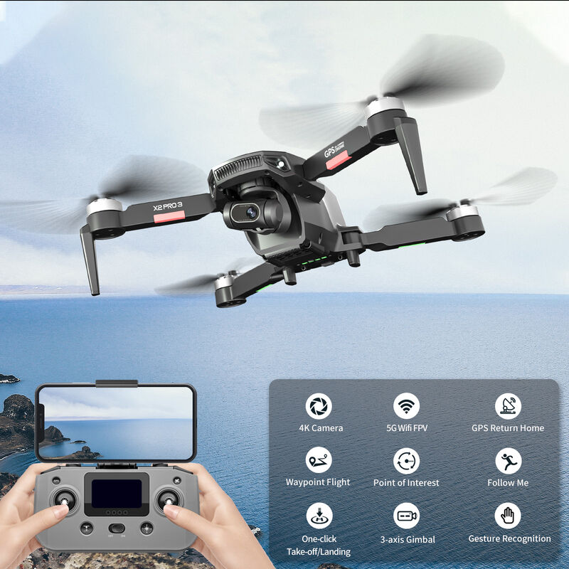 

Drone RC con camara 4K cardan de 3 ejes Motor sin escobillas 5G Wifi FPV Quadcopter 1200m Distancia de control 20 minutos Tiempo de vuelo con bolsa