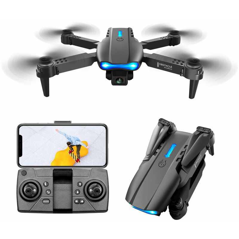 

Drone RC con camara 4K RC Quadcopter con funcion Evitacion de obstaculos Trayectoria Control de gestos de vuelo,Negro, camara unica, 2 baterias