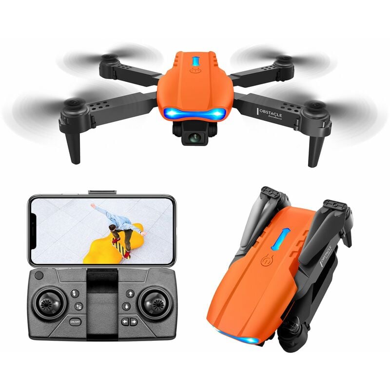 

Drone RC con camara 4K RC Quadcopter con funcion Evitacion de obstaculos Trayectoria Control de gestos de vuelo,Naranja, camara unica, 2 pilas