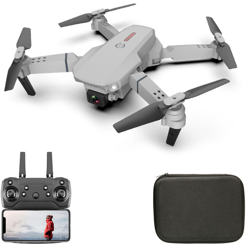 

Drone RC con camara 4K RC Quadcopter con funcion Trayectoria Vuelo Control de gestos Paquete de bolsa de almacenamiento, camara gris-4k