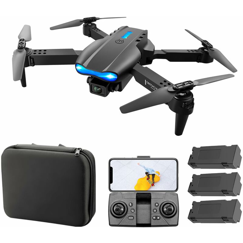 

Drone RC con camara Camara doble 4K Quadcopter RC con funcion Evitacion de obstaculos Trayectoria Vuelo Control de gestos Bolsa de almacenamiento