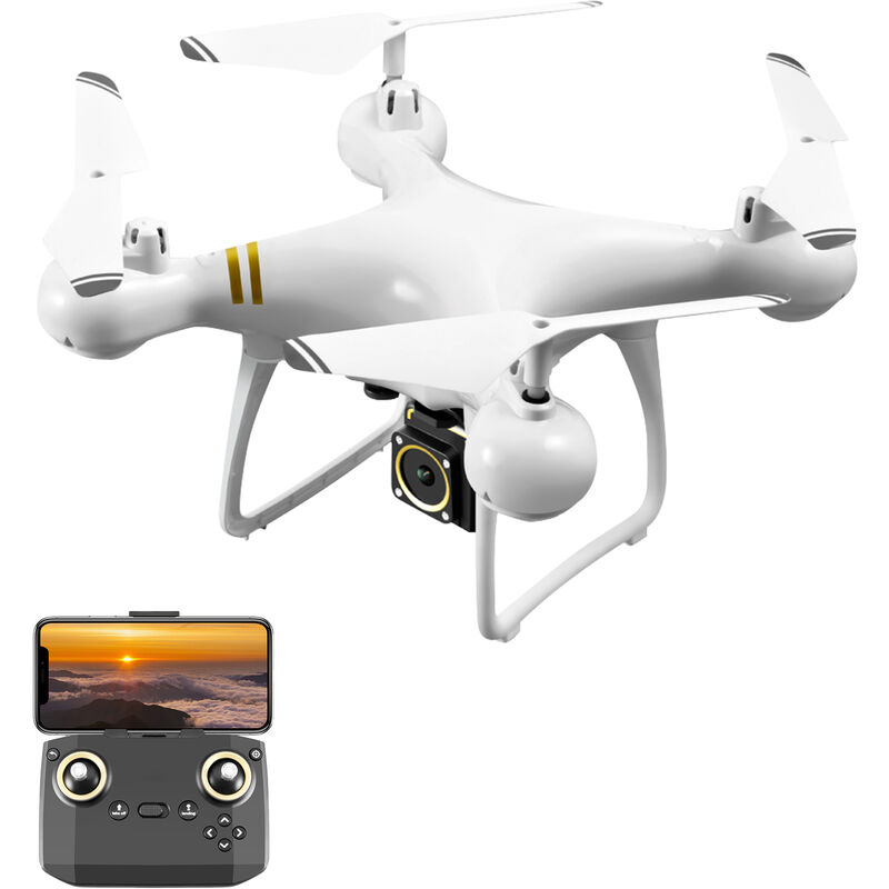 

Drone RC con camara dual 4K RC Quadcopter con funcion Trayectoria Vuelo Modo sin cabeza Un clic Retorno 360 ¡ã Rollo, blanco-4k doble camara-1 bateria