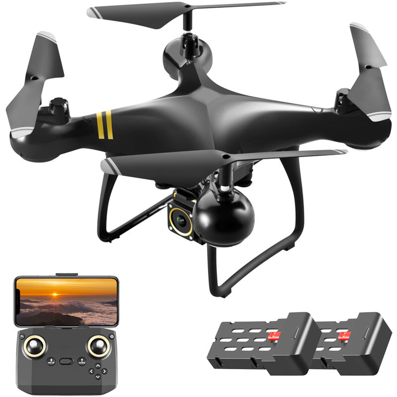 

Drone RC con camara dual 4K RC Quadcopter con funcion Trayectoria Vuelo Modo sin cabeza Un clic Retorno 360 ¡ã Rollo con 2 baterias,negro, camara