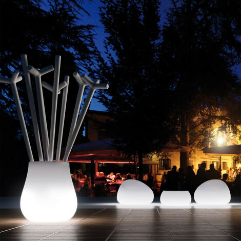Drop Luminoso  Light white - Per uso esterno vaso di design da terra originale Plust per interno esterno giardino terrazza bar ristorante hotel casa in polietilene