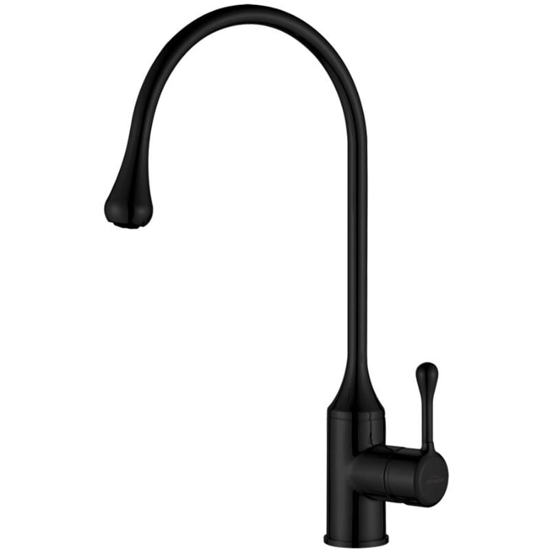 Droplet Shape Spout Matte Black Kitchen Sink Mixer Faucet Tall Single Lever Tap