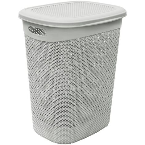 Droplette Design Plastic Laundry Basket, 52L, Ice Grey