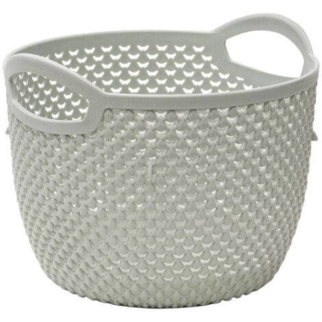 Droplette Design Plastic Round Storage Basket, 3.3L, Ice Grey