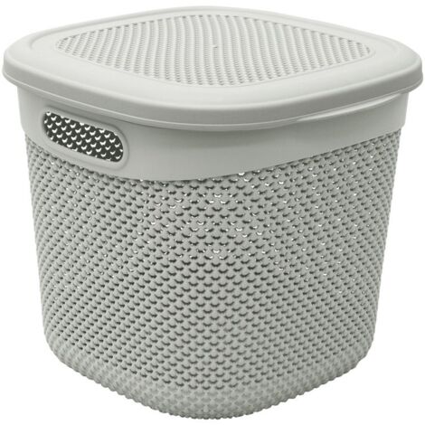 Droplette Design Plastic Storage Basket, 15L, Ice Grey