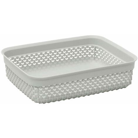 Droplette Design Plastic Storage Basket, 2.2L, Ice Grey
