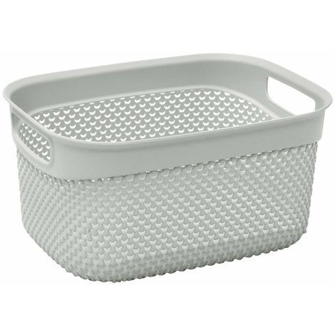 Droplette Design Plastic Storage Basket, 6.6L, Ice Grey