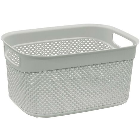 Droplette Design Plastic Storage Basket, Ice Grey