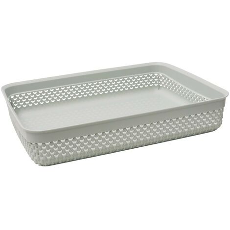 Droplette Design Plastic Storage Tray, 4.7L, Ice Grey