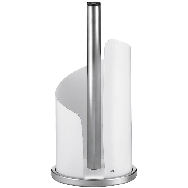 Porte-rouleau de cuisine Stella Ø15cm h : 32cm inox, blanc brillant