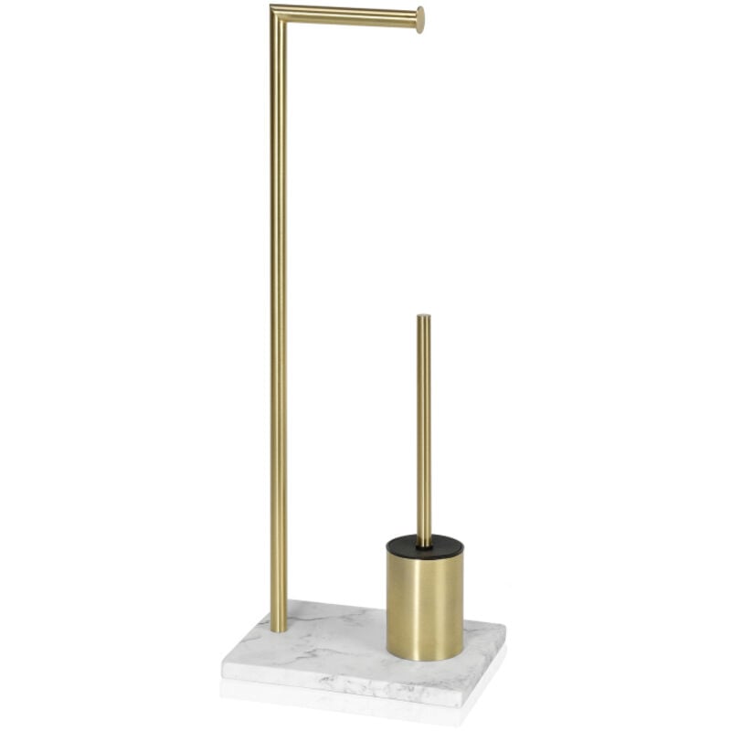 Porte-papier hygiénique de toilet paper avec porte-balayette alexandra house living whitegilded metal polyresin 27 x 73 x 22 cm