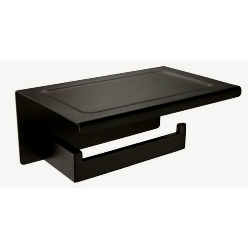 Kroos ® - Porte-papier toilette et repose téléphone Noir - Nara