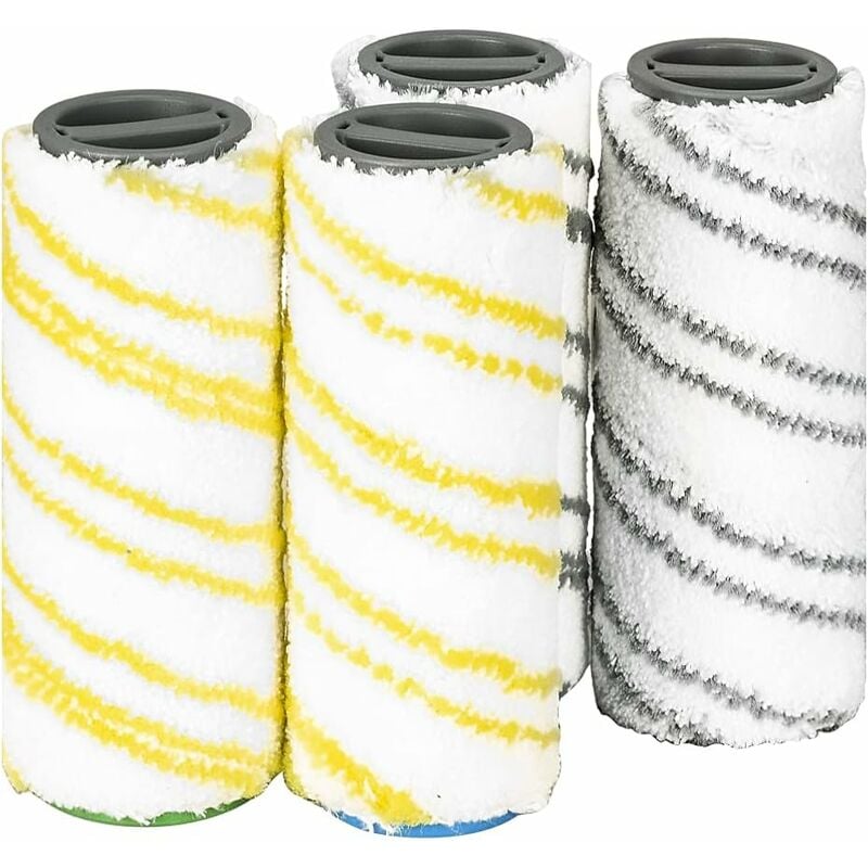 Rouleaux de Rechange 2.055-006.0/2.055-007.0 pour Karcher FC3 FC5 FC7 EWM2 sans Fil (Gris + Jaune)