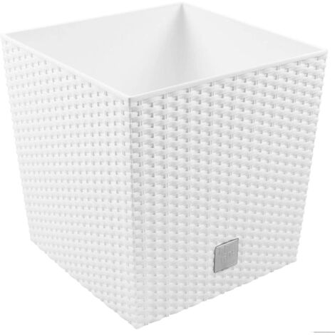 DRTS170L-S449 Pot de fleurs en rotin blanc pour fleurs de jardin, hauteur basse