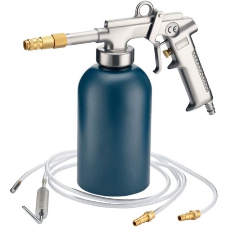 WILTEC Druckbecherpistole 1100ml 4-6bar 1/4" Hohlraumpistole u. Schläuche Spritzpistole Hakendüse Runddüse