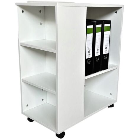 Druckertisch Büro Rollen Druckerständer Organizer Rollschrank LEON weiß