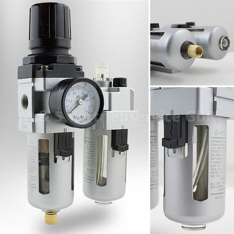 1//4 Druckluft Öler Wartungseinheit Abscheider+Druckminderer+Manometer+ANSCHLÜSSE