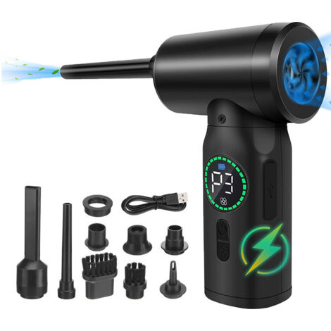 Druckluftgebläse, 100.000 U/min, 3-in-1-Elektro-Luftgebläse, 7500-mAh-Staubsauger, 19 Kpa Saugleistung, LED-Anzeige, kabellos für Auto, PC, Tastatur.
