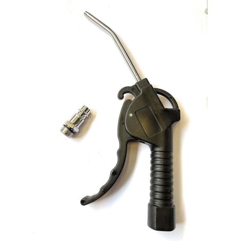 Druckluftpistole mit 3,8-mm-Düse, Blaspistole mit 10 cm gebogenem Lauf, Kompressorzubehör, isolierendes Kunststoffgehäuse, max. 8 Balken, schwarz
