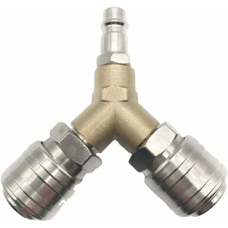 Druckluftverteiler, Druckluftanschluss, Druckluftschalter, mit zwei 1/4 Zoll Gewindeanschlüssen, rostfreies Messing, komplett montiert, sofort einsatzbereit