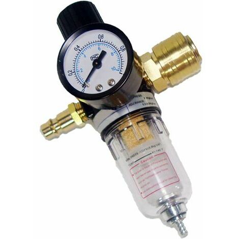 MEZHENG Druckminderventil Druckluft-Serviceeinheit 1/4" Druckregler mit Wasserabscheider und deutschen Schnellkupplungen für Kompressorfilter und Druckluftwerkzeuge