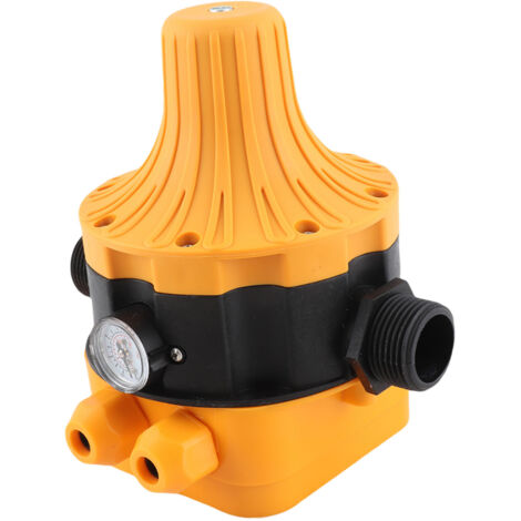 Druckschalter für Wasserpumpen mit elektrischer Steuerung und Manometer (Kunststoff/Metall, 180 x 140 mm, Weiß) – Automatisch, Trockenlaufschutz, LED, IP65, 220–240 V/50 Hz