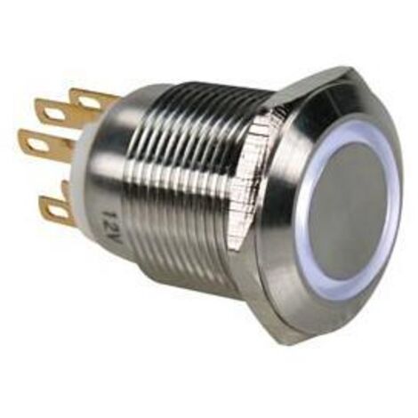 DRUCKTASTER - EDELSTAHL - SPDT 1NO 1NC - WEIßE RINGBELEUCHTUNG - 19 mm