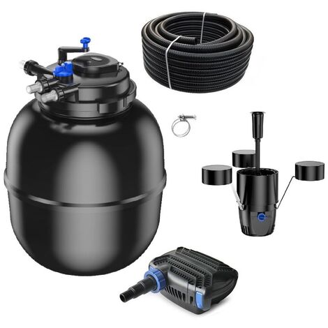 Druckteichfilter Set CPF 75000 mit 100W Eco Pumpe 10m Schlauch externer Skimmer Nr.62