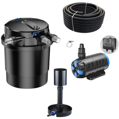 Druckteichfilter Set CPU 20000 regelbare Eco Pumpe 10m Schlauch Standskimmer Nr.44