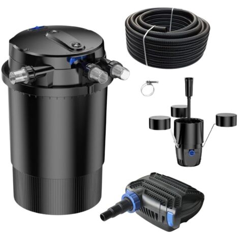 Druckteichfilter Set CPU 30000 mit 70W Eco Pumpe 10m Schlauch externer Skimmer Nr.50