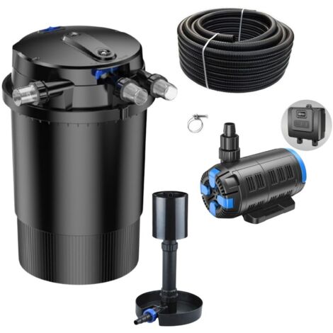 Druckteichfilter Set CPU 30000 regelbare Eco Pumpe 10m Schlauch Standskimmer Nr.52
